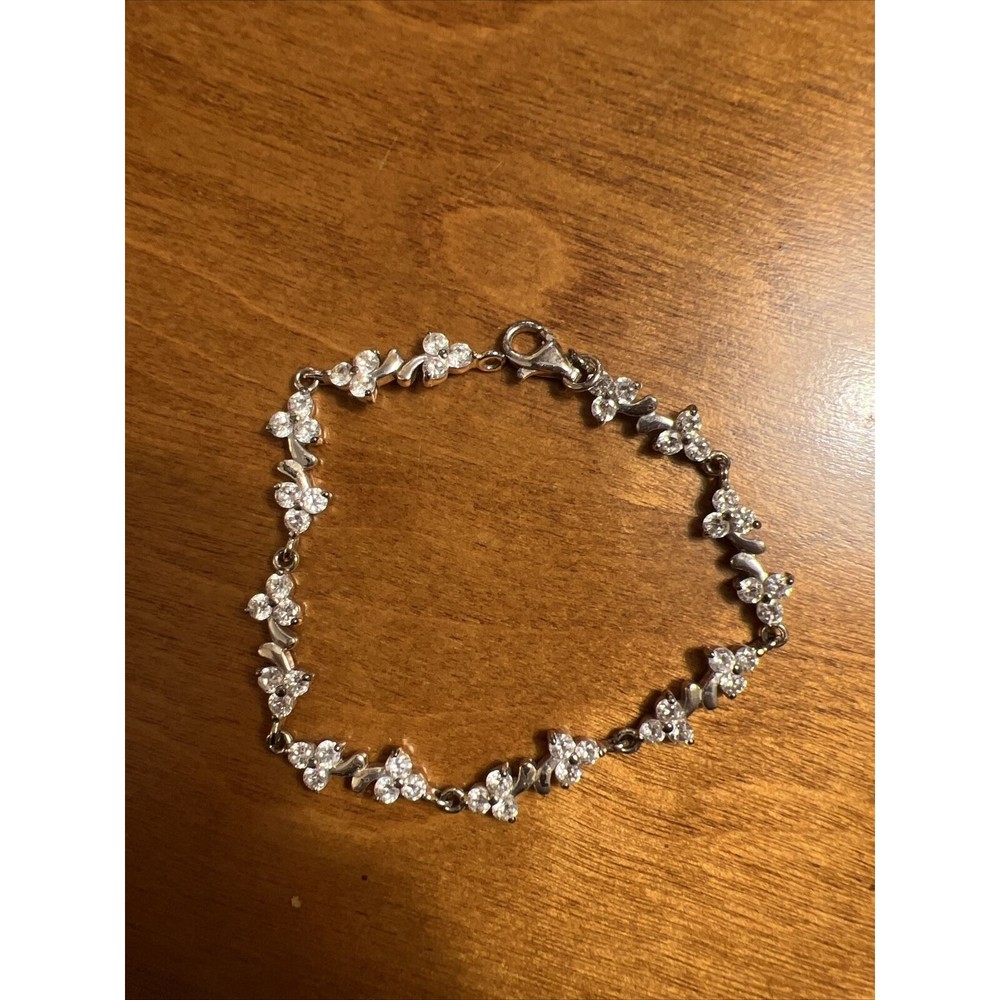 Silver With Stones Flower Bracelet - Picture 1 of 6